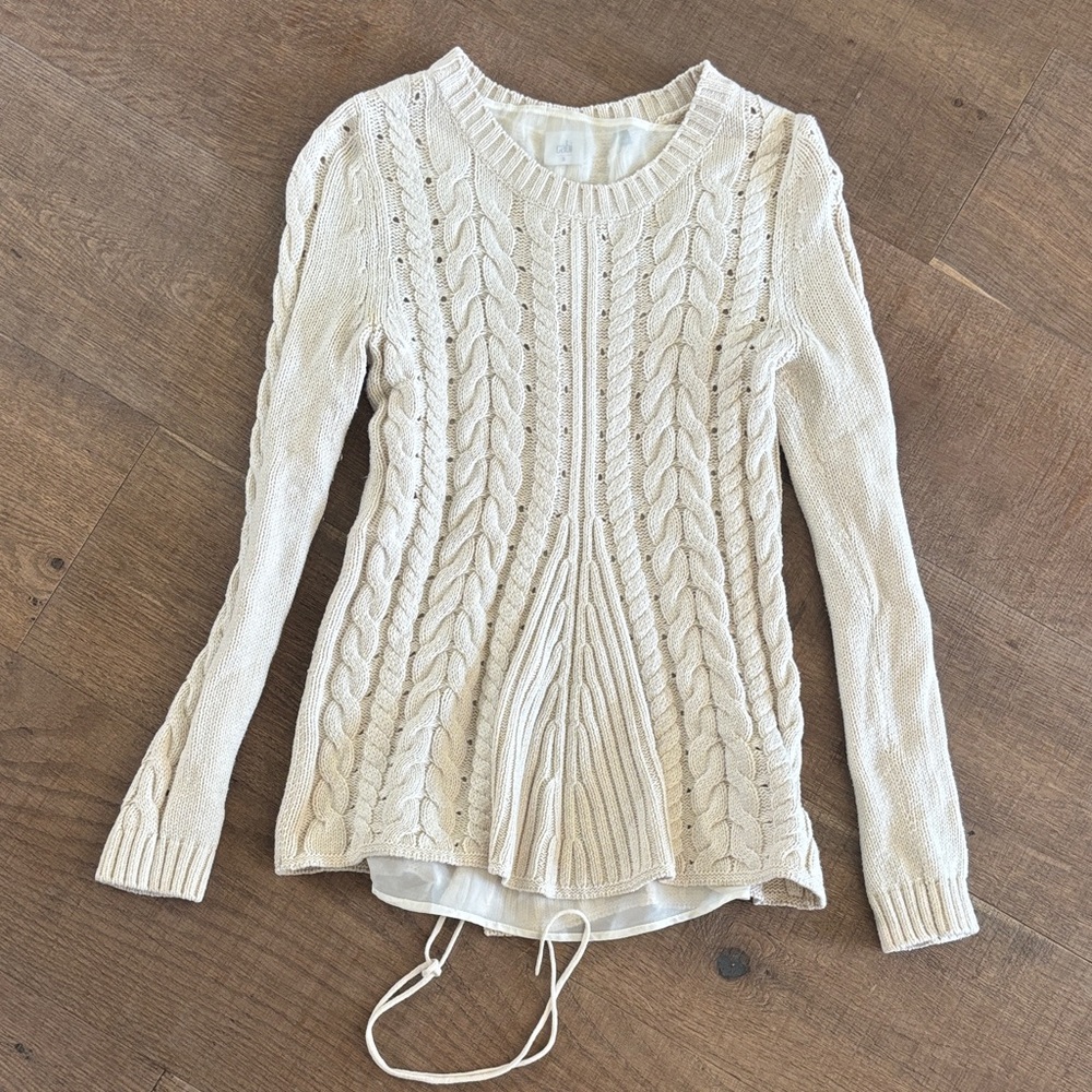 CAbi Cream Cable Knit Sweater